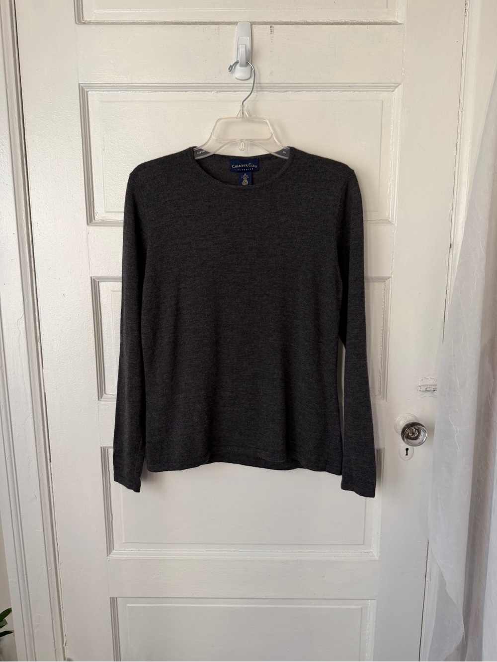 Vintage 90s Charter Club Classics 100% Extra Fine Merino Wool Sweater Gray M